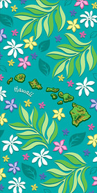 Hawaiian Beach Towel Island Chain Floral 30" x 60"